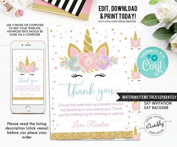 Editable Unicorn Welcome sign, Unicorn Party, Unicorn Birthday, Magical Unicorn Sign, Girl gold Template Digital Instant Download