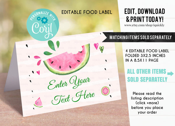 Editable Watermelon Invitation, One in a Melon First Birthday invitations, Pink Watermelon Party invite Instant download Printable digital