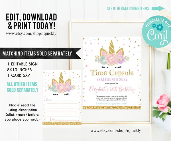 Editable Unicorn Welcome sign, Unicorn Party, Unicorn Birthday, Magical Unicorn Sign, Girl gold Template Digital Instant Download