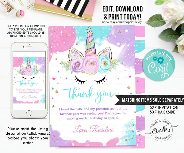 Unicorn Welcome sign, EDITABLE Unicorn Party Sign, Unicorn Birthday, Magical Unicorn Sign, Girl gold Template Digital Instant Download