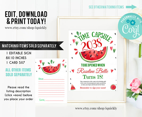 EDITABLE Watermelon Food tags, Red Buffet label Tent card Food Labels PlaceTable Card Printable Template, Melons party Instant download