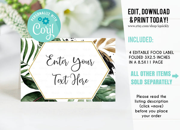 Tropical Baby Shower Welcome Sign, EDITABLE, Boy Gender Neutral Birthday sign, Digital, Greenery Palm Leaf Gold Instant download Template