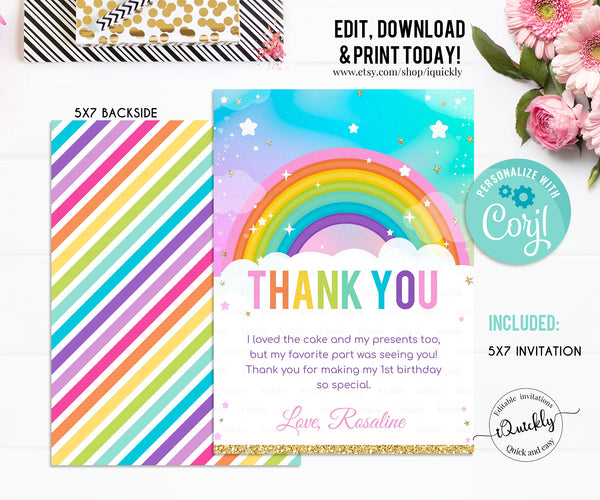 EDITABLE Rainbow Birthday Party Package, Rainbow Confetti Party Decorations, Invitation set instant Download Printable Digital Template