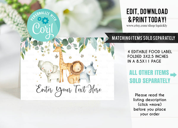 Safari Favor tags, Editable Wild One Thank you tags, Jungle gift tags, Party animals favor decorations Instant download Template Printable