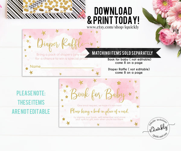 EDITABLE Twinkle twinkle little star Cupcake Toppers, Boy Baby Shower Decorations, Pink and gold Cake toppers Instant download Printable