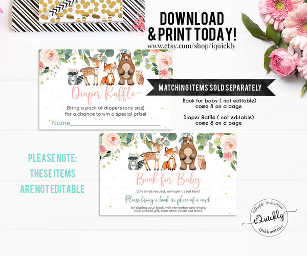 FALTA LINK CORJL EDITABLE Woodland girl Food tags, Girl Buffet label, Forest animals Tent card Food Labels Place Cards Table Card Printable Template Instant