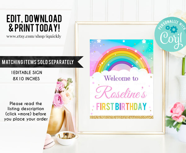 EDITABLE Rainbow Food tags, Buffet label, Tent card Food Labels, Place Cards, Table Card Printable Template, Girl party Instant download