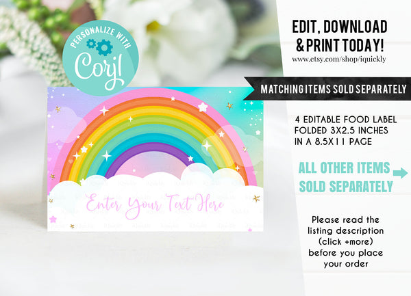 EDITABLE Rainbow favor tags, Thank you tags, Gift Tags, Rainbow Party favor Printable Template, Magical GIRL One Instant download