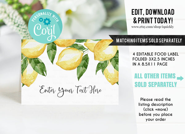 EDITABLE Lemon Favor tags, Lemonade Thank you tags, Citrus Gift Tags, Baby shower favors, Summer Printable Template, Instant download