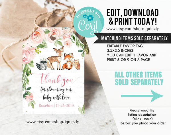 Shower By Mail Woodland Baby Shower Invitation, Virtual Baby Shower, Woodland Animals Baby Shower, Girl Baby Shower, invitation template