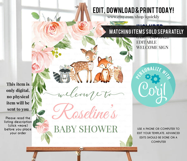 Shower By Mail Woodland Baby Shower Invitation, Virtual Baby Shower, Woodland Animals Baby Shower, Girl Baby Shower, invitation template