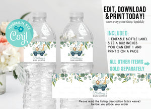 Editable Drive By Baby Shower Water Bottle Labels Safari Animal Drive Through Baby Shower Social Distancing Baby Shower Instant Download