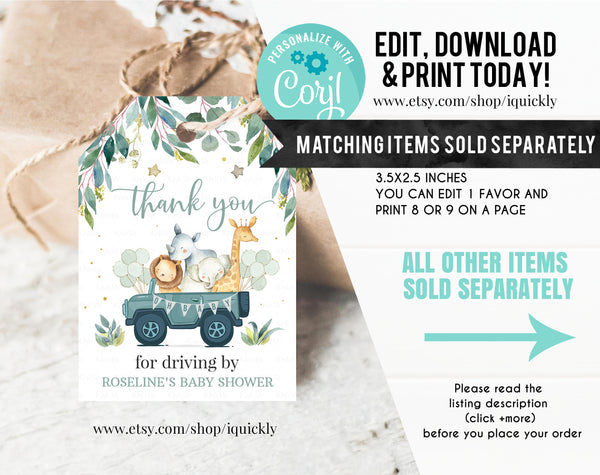 Drive by baby shower Safari Animals Book for baby, Editable Drive Through Diaper Raffle Drive Thru Bring a book Printable Instant Download