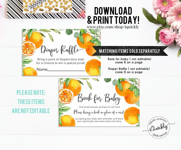 Editable A Little Cutie is on the Way Baby Shower Invitation, Orange Mandarin Baby shower Invite Fruit Shower Citrus Gender Neutral download