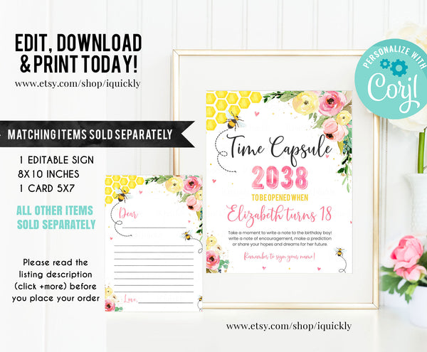 EDITABLE Bee Birthday Party Welcome sign Our Little Honey Bee Printable 1st Birthday Decorations Template Girl One Instant download