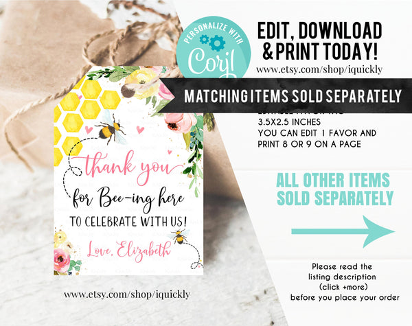 EDITABLE Bee Time Capsule Matching Note Cards First Birthday Honey Bee Party 1st Birthday Time Capsule Instant download template Printable