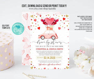 Editable Drive By Baby Shower Invitation Valentine Drive Through Baby Shower Invite Sweetheart Drive Thru Shower Social Instant Download