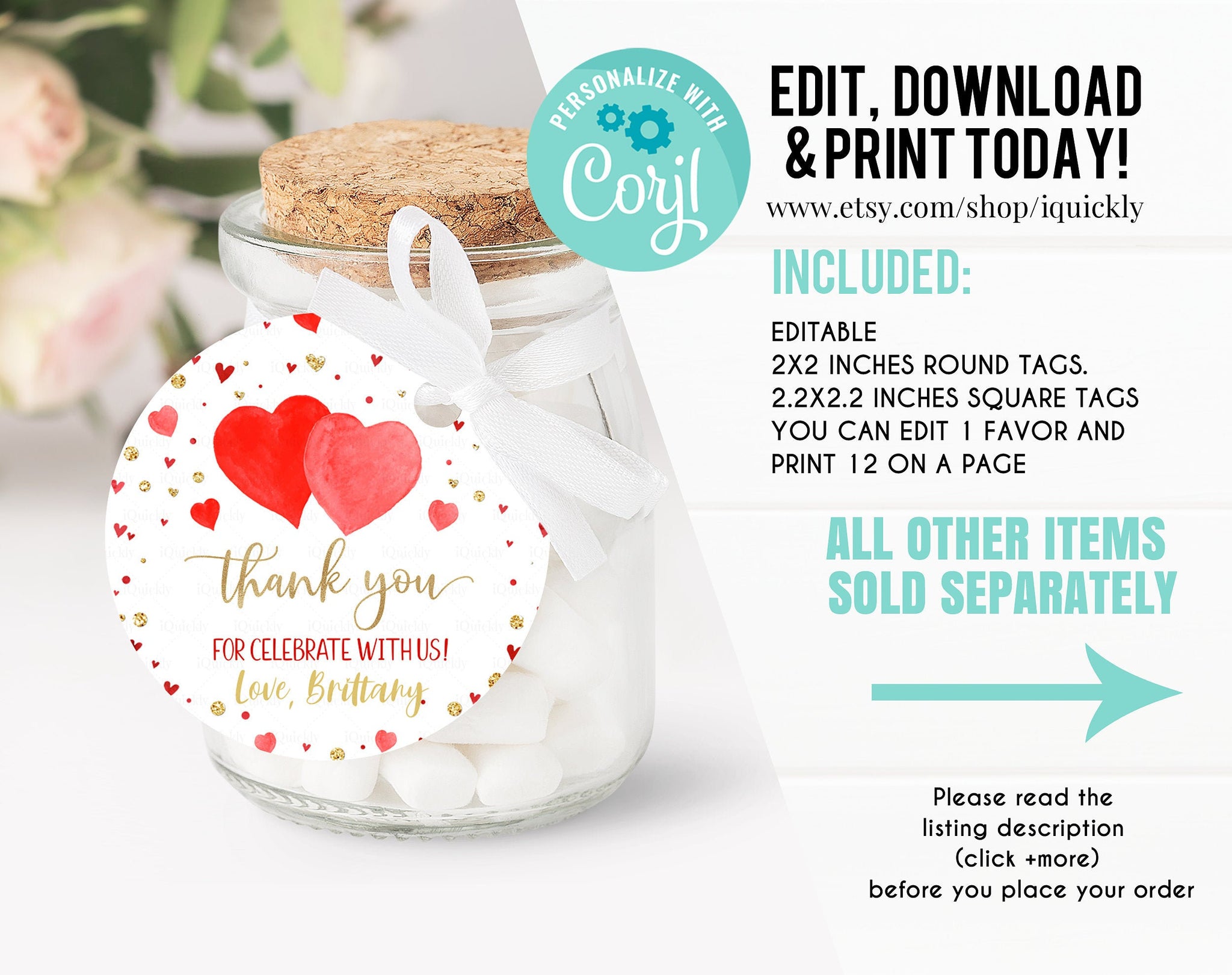 Editable Valentine Birthday Favor tags Little Sweetheart Thank you tags Valentines day Gift tags Template printable digital Instant download