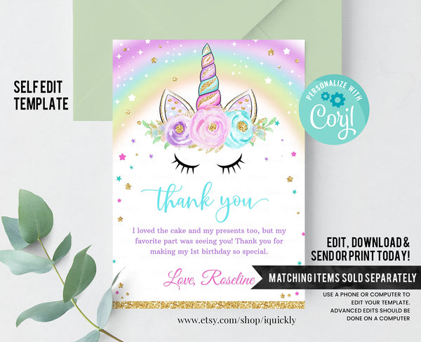 EDITABLE Unicorn Cupcake Toppers, Unicorn Circle Decoration, Unicorn Birthday Party Rainbow Unicorn Magical Cupcake Toppers Instant download