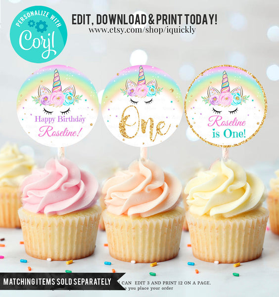 Unicorn 1st birthday Poster, EDITABLE Rainbow Milestone Birthday Poster, First Year poster, Chalkboard Poster download, Template Printable