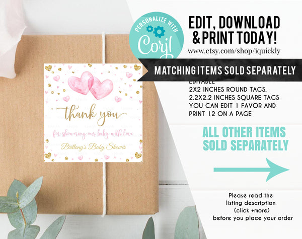 EDITABLE Valentine Baby Shower Invitation, Little sweetheart Girl Baby Shower, Red and Gold Heart invites, Instant Download Template Digital