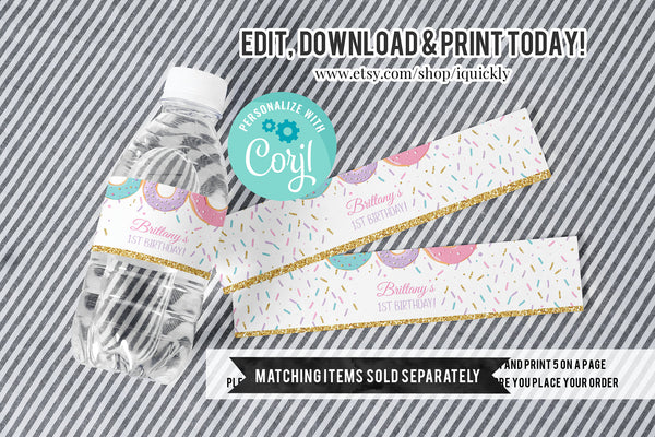EDITABLE Donut Grow Up favor tags, Thank you tags, Gift Tags, doughnut Girl favor Printable Template, Donut Party Decor Instant download